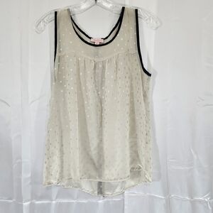 Hearts Size Medium Sheer Elegant Cream Sleeveless Top